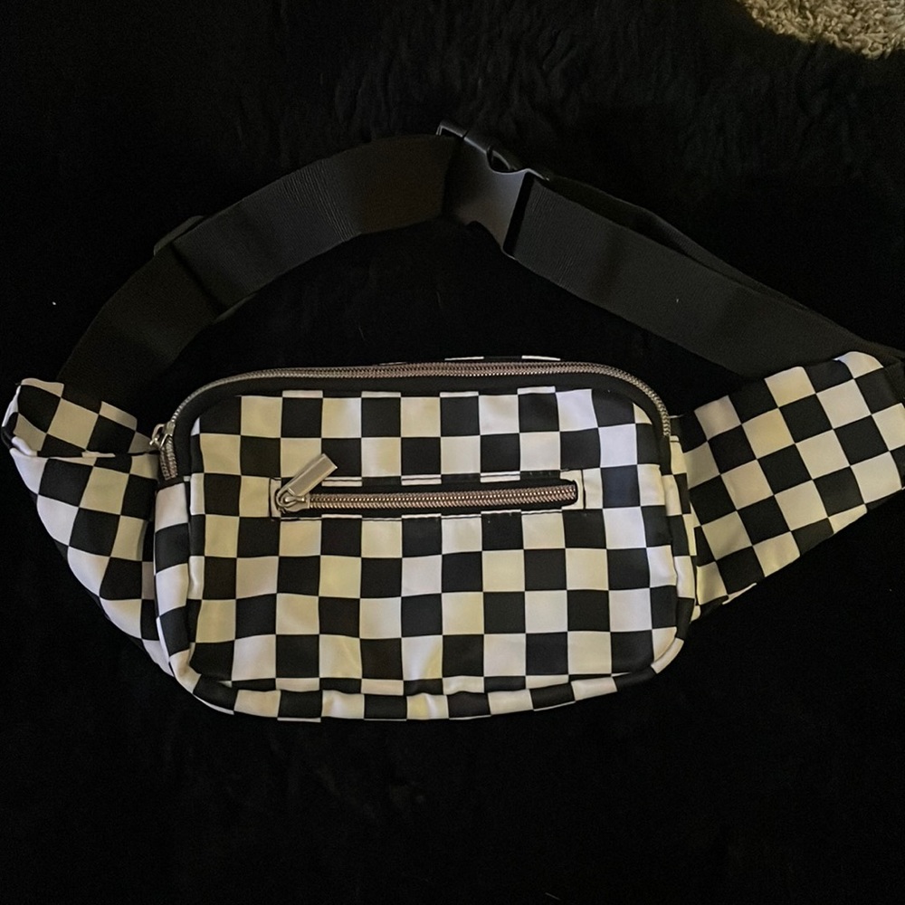 Black & white checkered Fanny pack